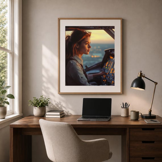 Female Pilot Cockpit Wall Art — view 6