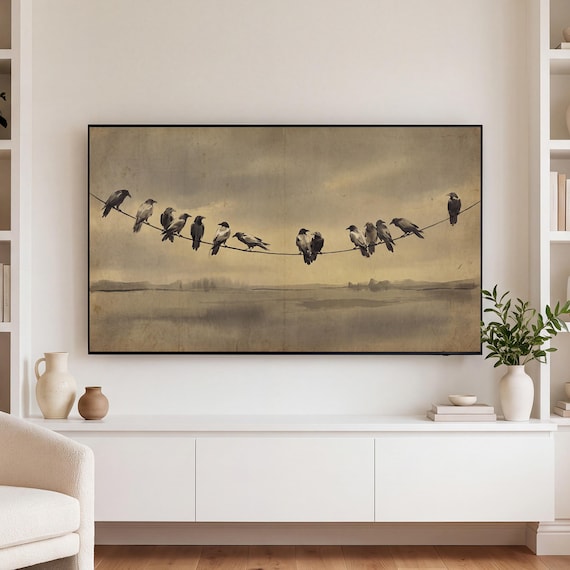 Ravens on a Wire Samsung Frame TV Art — view 3