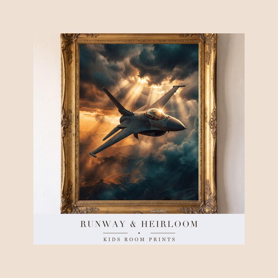 Sun Break Print Fighter Jet Wall Art Digital Download Aviation Decor Boys Room Teen Bedroom Poster Pilot Gift Modern Airplane Kids — view 4