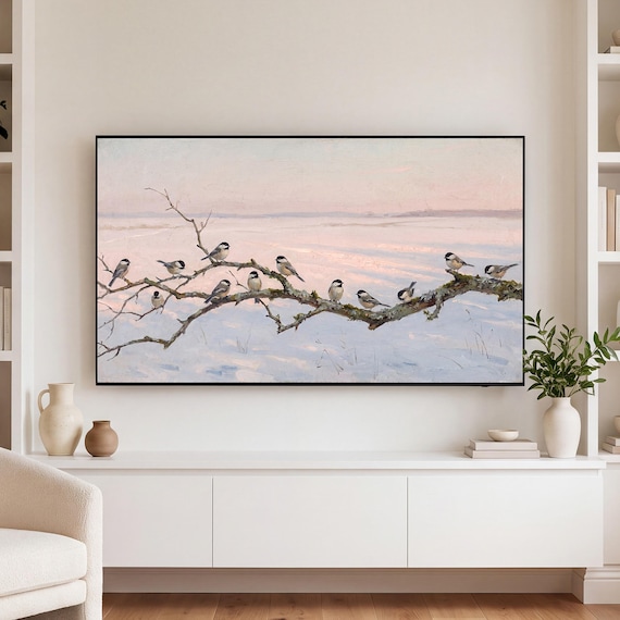 Chickadees Samsung Frame TV Art — view 3