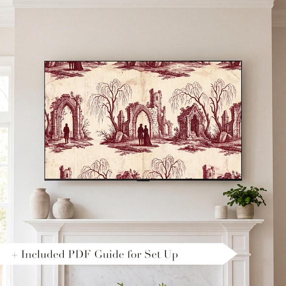 Gothic Follies Toile Samsung Frame TV Art — view 2