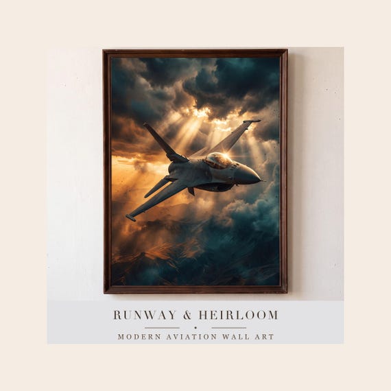 Sun Break Print Fighter Jet Wall Art Digital Download Aviation Decor Boys Room Teen Bedroom Poster Pilot Gift Modern Airplane Kids