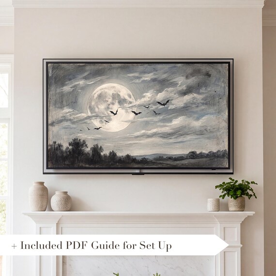 Bats Across the Moon Samsung Frame TV Art — view 2