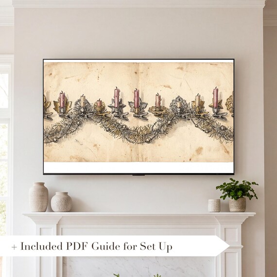 Candle Clips and Tinsel Samsung Frame TV Art — view 2