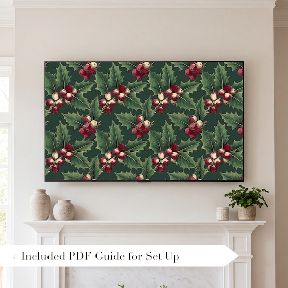 Holly and Berries Samsung Frame TV Art — view 2