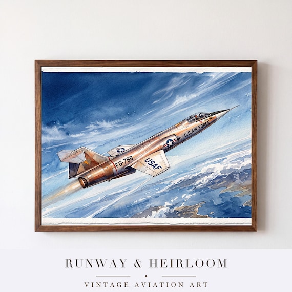 F-104 Starfighter Watercolor Print — aviation wall art print