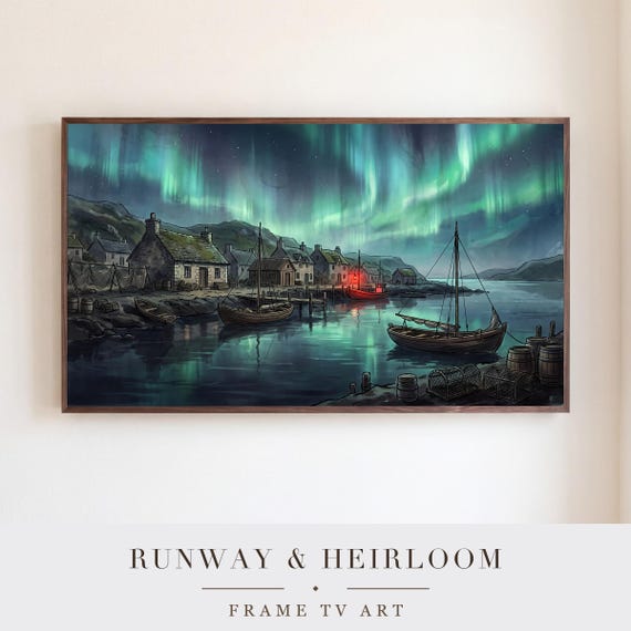 Fishing Hamlet Aurora Samsung Frame TV Art — view 5