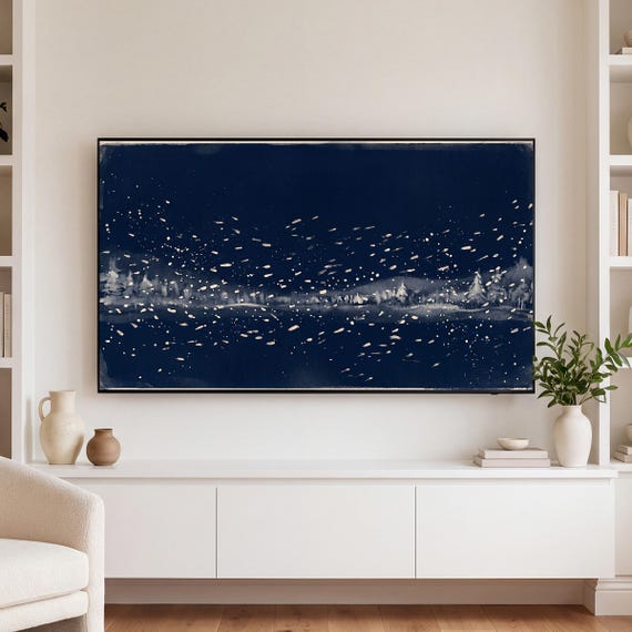 Snow on Navy Samsung Frame TV Art — view 3