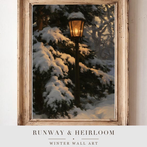 Snowy Spruce Bough Antique Oil Painting