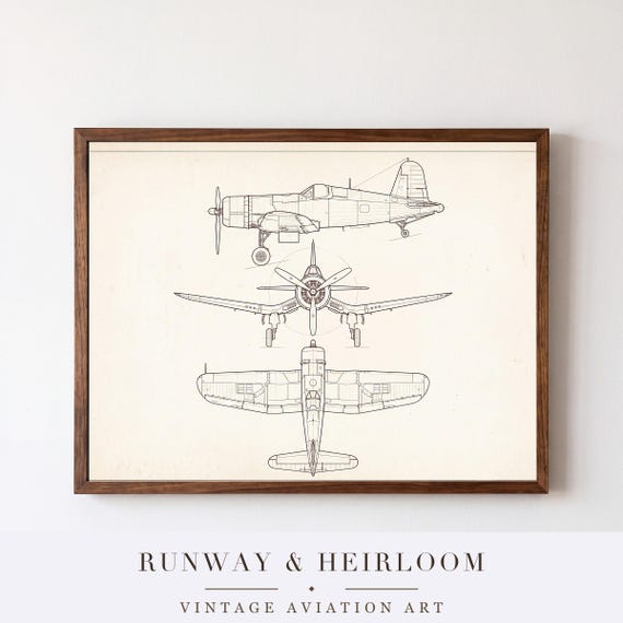 F4U Corsair Blueprint Print — aviation wall art print