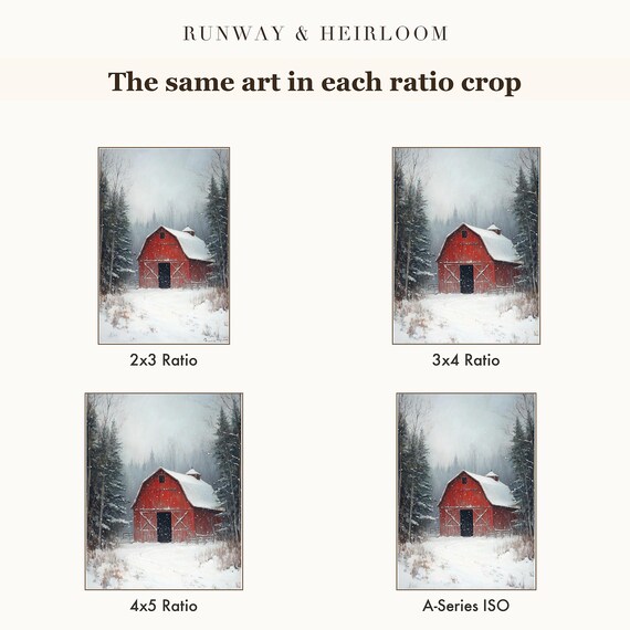 Red Barn in Snow Antique Oil Painting — view 6