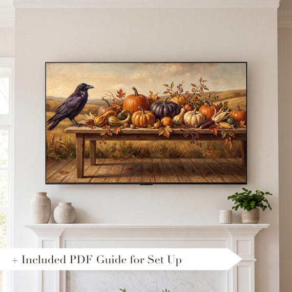 Pumpkins and Raven Samsung Frame TV Art — view 2