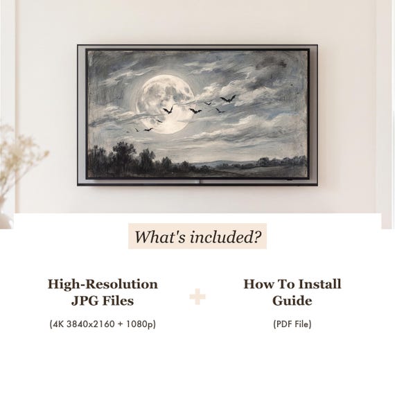 Bats Across the Moon Samsung Frame TV Art — view 4