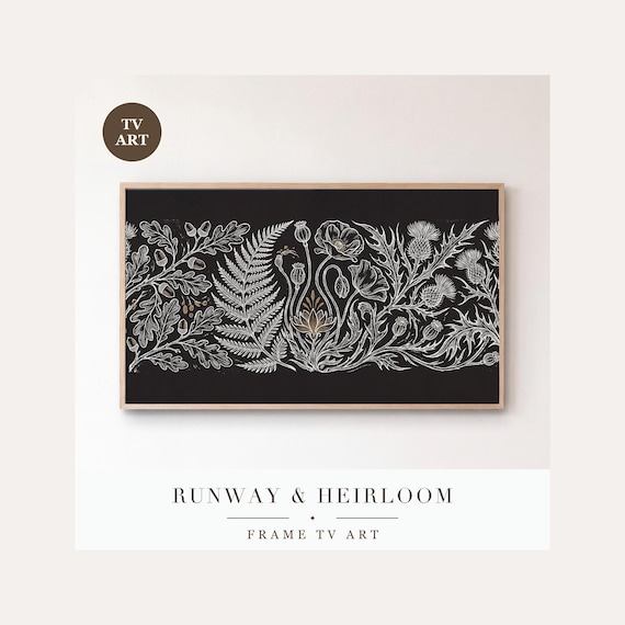 Poison Garden Pattern Frame TV Art, Samsung Frame TV Art Blackwork Botanical Repeat, Gothic Pla…