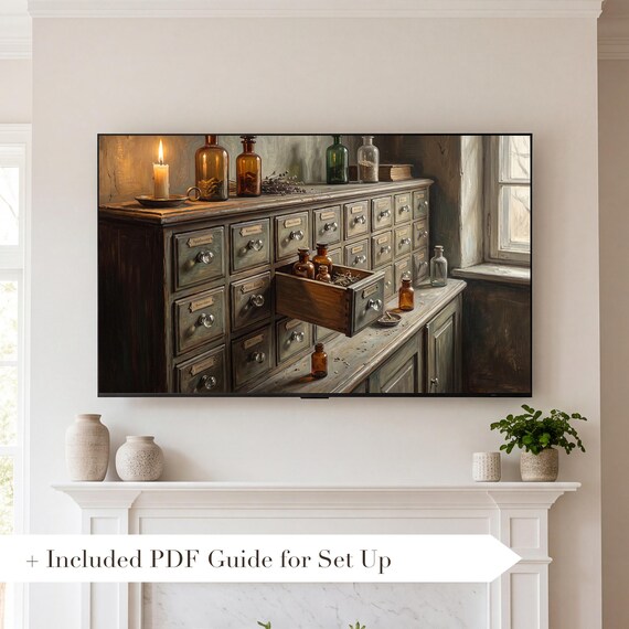 Apothecary Cabinet Samsung Frame TV Art — view 2