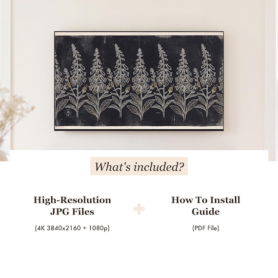 Foxglove Blackwork Samsung Frame TV Art — view 4