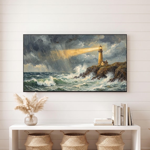 Lighthouse Beam in the Rain Samsung Frame TV Art — view 6
