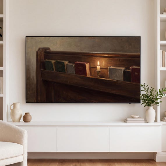 Hymn Books and Candle Samsung Frame TV Art — view 3