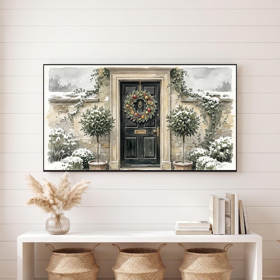 Red Door Wreath Samsung Frame TV Art — view 6
