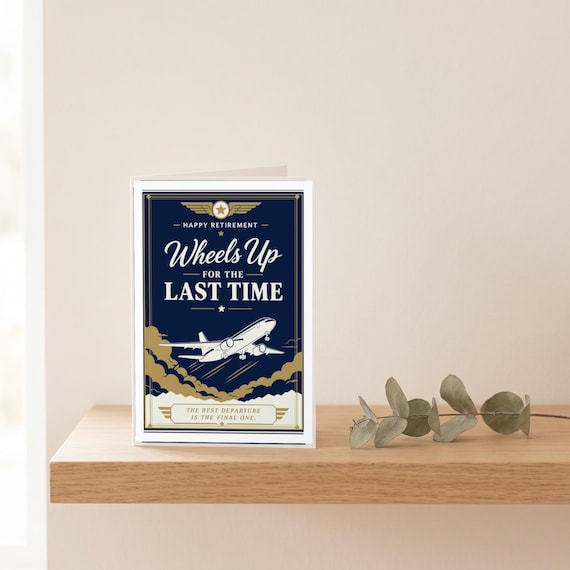 Wheels Up Pilot Retirement Card Printable Last Flight Digital Download Aviation Captain Farewell Gift Crew Party Keepsake Hangar Dad Men — view 6