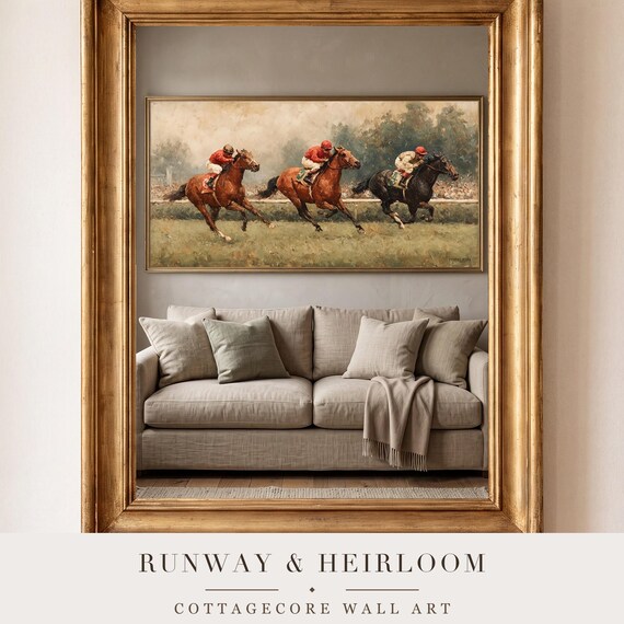 Vintage Horse Racing Oil Painting Printable โ view 4