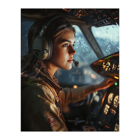 Female Cargo Pilot Wall Art — aviation wall art print