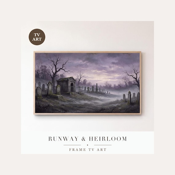 Gothic Family Vault Frame TV Art, Samsung Frame TV Art Romantic Graveyard Oil Painting, Moody H…