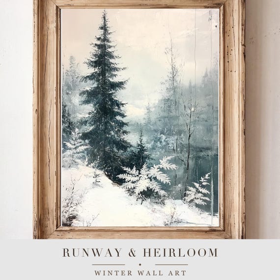 Frost Ferns on Glass Antique Oil Painting