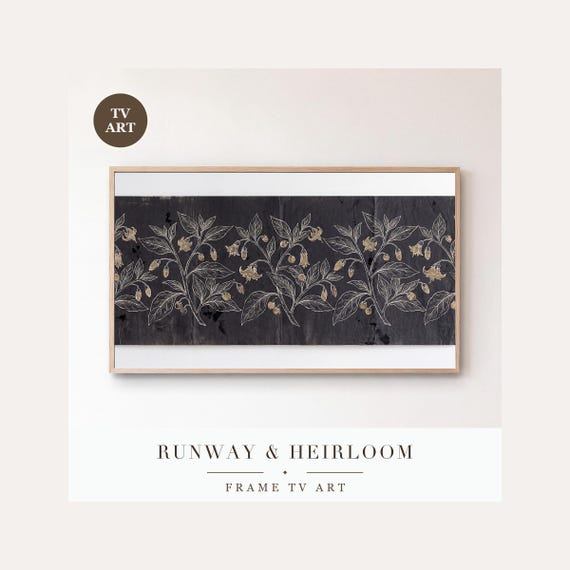 Blackwork Botanical Frame TV Art Bundle of 6, Samsung Frame TV Art White Line Poison Garden Pat…
