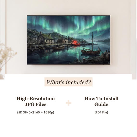 Fishing Hamlet Aurora Samsung Frame TV Art — view 4