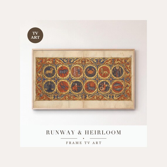 Twelve Days Medallions Frame TV Art, Samsung Frame TV Art Illuminated Manuscript Gold Leaf, Hol…