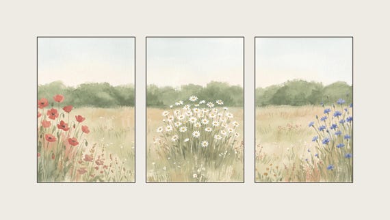 Wildflower Meadow Triptych Set of 3 — view 2