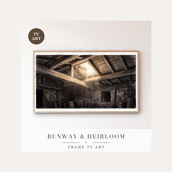 Attic Hatch Frame TV Art, Samsung Frame TV Art Tonal Light and Shadow Study, Eerie Minimalist H…