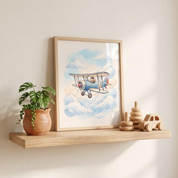Vintage Airplane Nursery Wall Art Printable — view 4