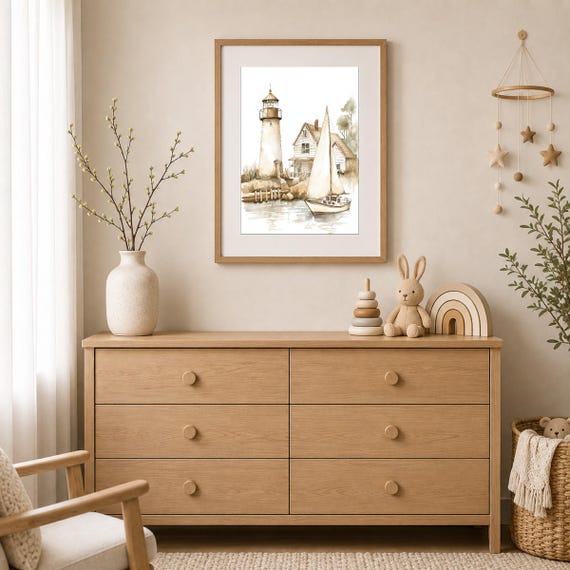 Coastal Lighthouse Nursery Wall Art — view 2