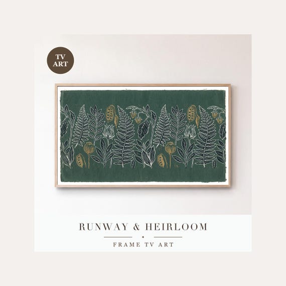 Blackwork Botanical on Spruce Frame TV Art, Samsung Frame TV Art Poison Garden Pattern, Gothic …