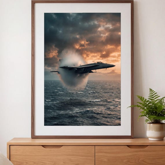 Vapor Cone Print Boys Room Wall Art Jet Digital Download Aviation Decor Aircraft Bedroom Poster Pilot Gift Modern Airplane Kids Game &mdash; view 5