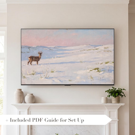 Deer in Snow Samsung Frame TV Art — view 2