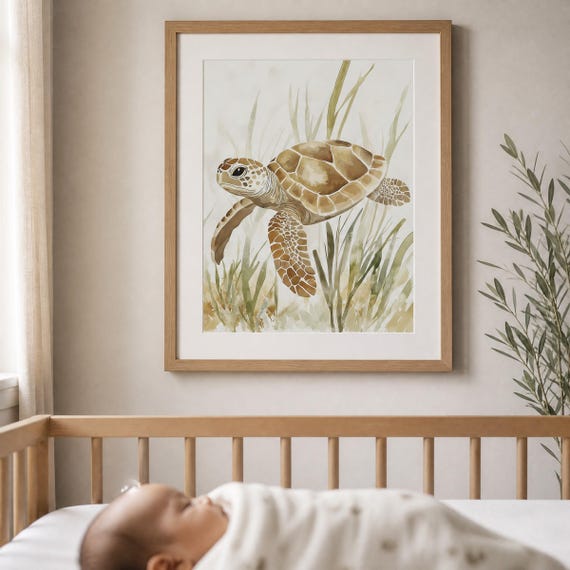 Sea Turtle Ocean Nursery Art — view 4