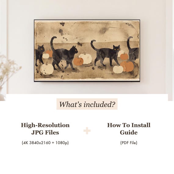 Black Cats and Pumpkins Samsung Frame TV Art — view 4