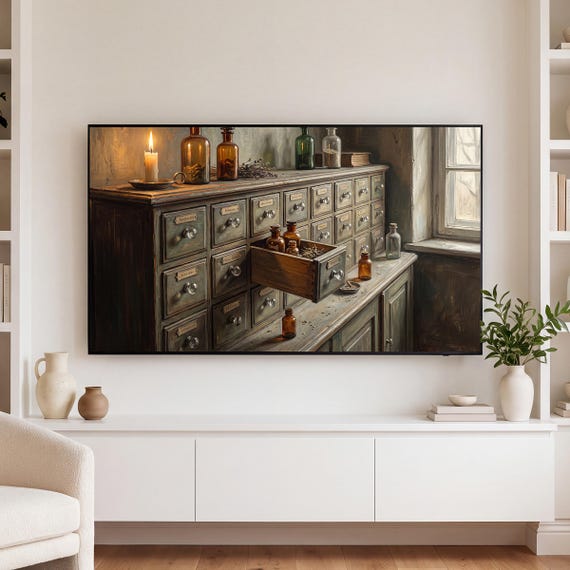 Apothecary Cabinet Samsung Frame TV Art — view 3