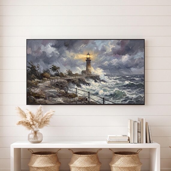 Cliff Path to the Lighthouse Samsung Frame TV Art — view 6