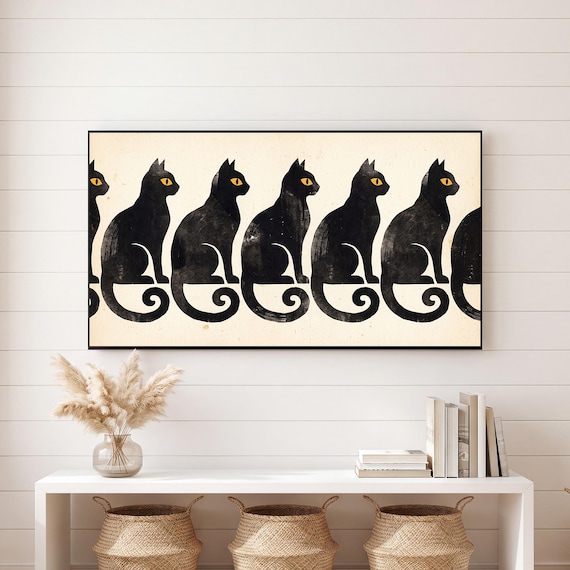 Seated Black Cats Samsung Frame TV Art — view 6