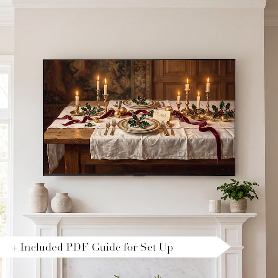 Holly Place Setting Samsung Frame TV Art — view 2
