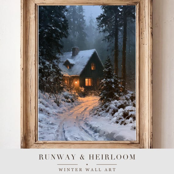 Glowing Lodge Window Antique Oil Painting