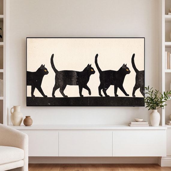 Black Cats in Profile Samsung Frame TV Art — view 3
