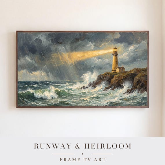 Lighthouse Beam in the Rain Samsung Frame TV Art — view 5