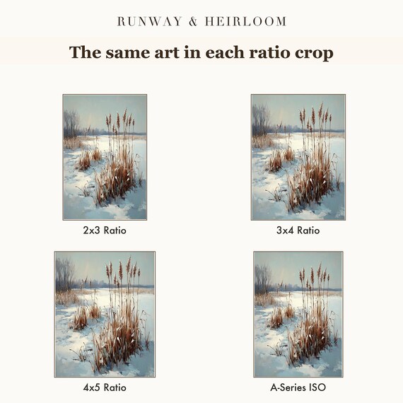Reeds in a Frozen Marsh Antique Oil Painting — view 6