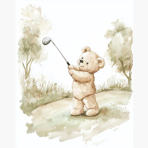 Golf Teddy Nursery Wall Art
