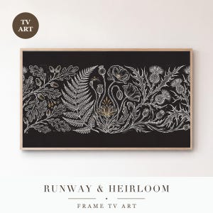Poison Garden Pattern Frame TV Art, Samsung Frame TV Art Blackwork Botanical Repeat, Gothic Plant Decor, 4k Digital Download